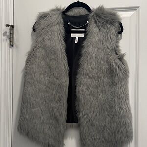 BCBGeneration Gray Faux Fur Vest
